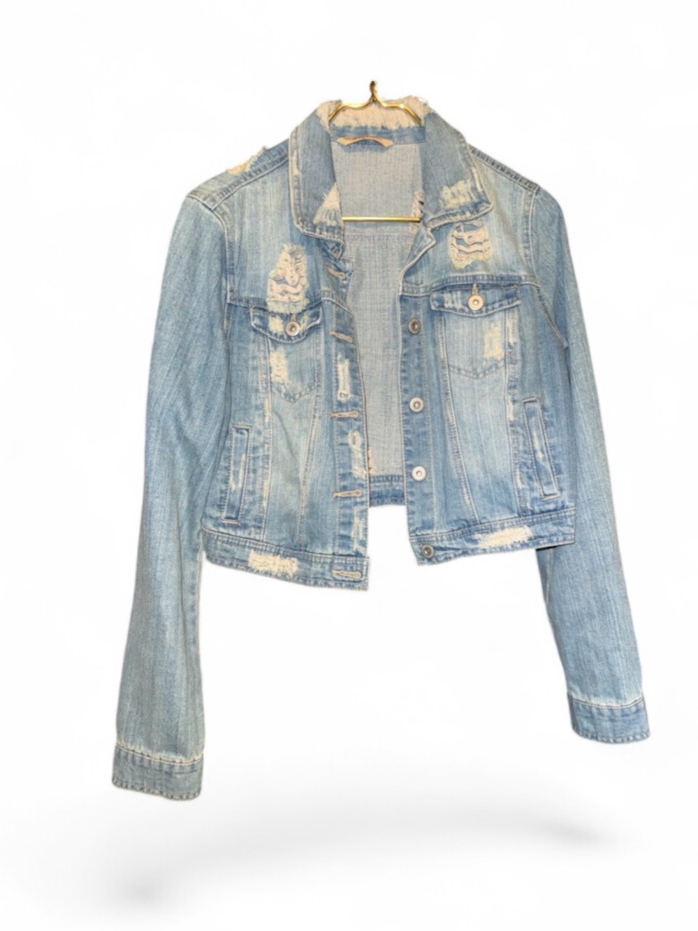 Highway Distressed Light Blue Denim Jacket for Women